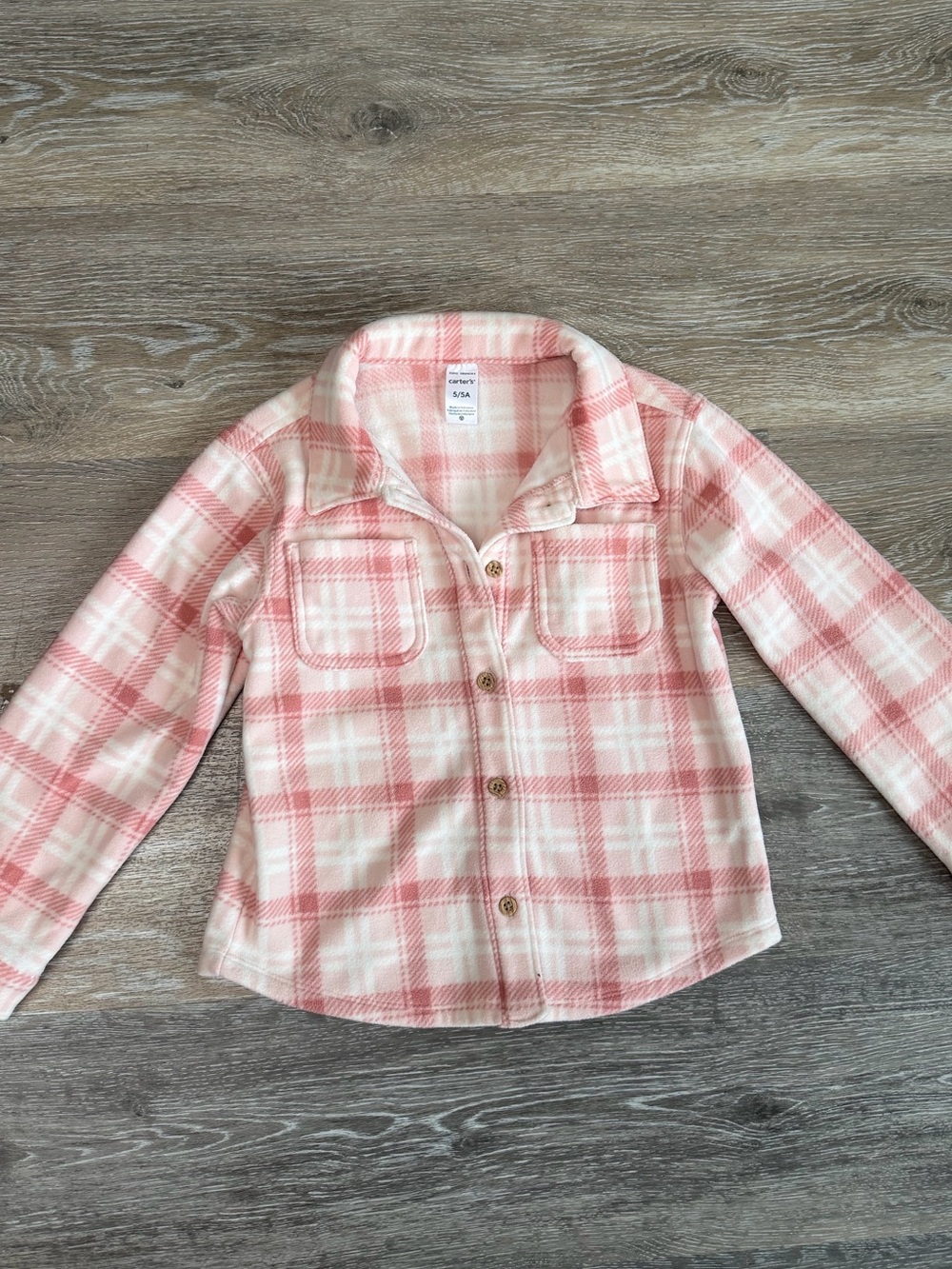 Carter's Pink and White Plaid Button-Down Shacket
